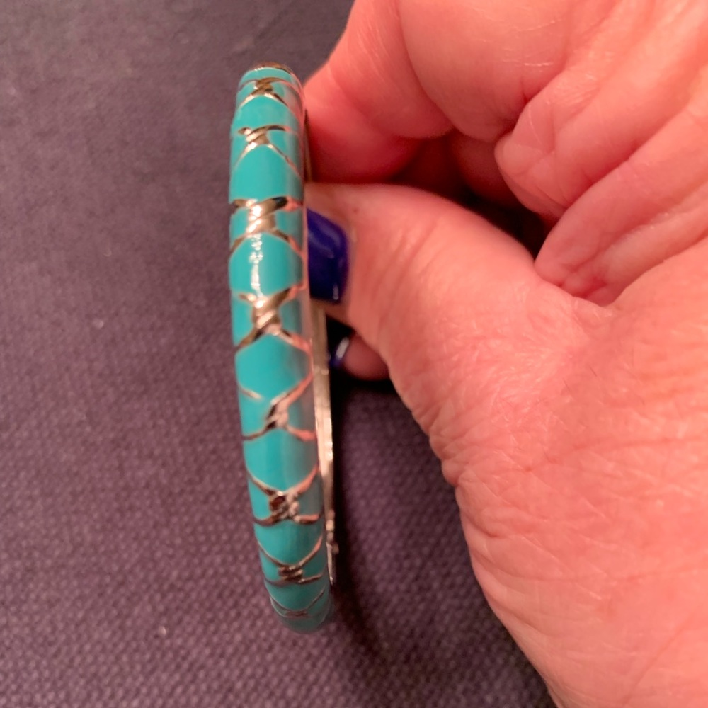 Turquoise And Silver Colored Bangle - image 1